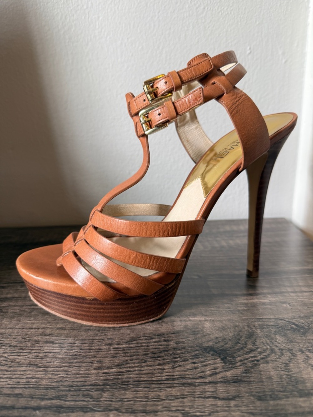 MICHAEL Michael Kors Tan Strappy Platform Stiletto Sandals